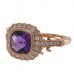 14K Rose Gold Amethyst With Diamond Ring