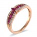 14K Rose Gold Ruby With Diamond Ring