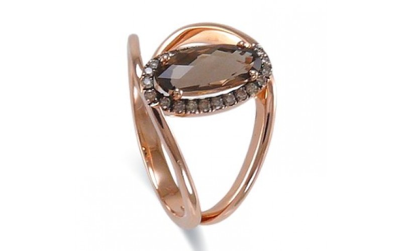 14K Rose Gold Smokey Quartz Ring