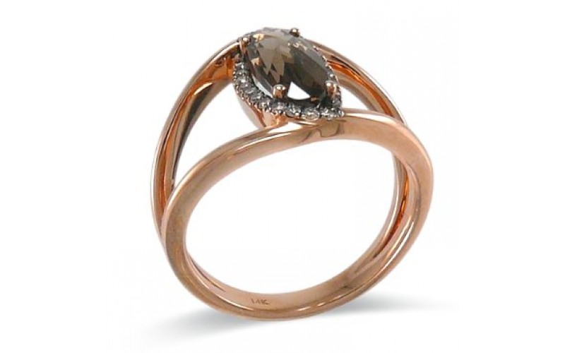 14K Rose Gold Smokey Quartz Ring