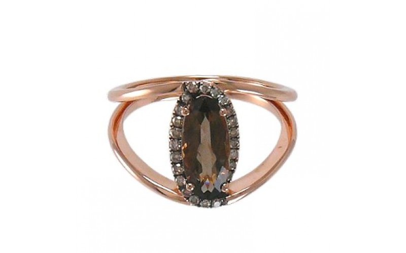 14K Rose Gold Smokey Quartz Ring