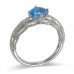 14K White Gold Blue Topaz With Diamond Ring