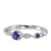 14K White Gold Sapphire With Diamond Ring