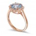 14K Rose Gold Aquamarine With Diamond Ring