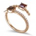 18K Rose Gold Garnet, Quartz With Diamond Ring