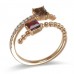 18K Rose Gold Garnet, Quartz With Diamond Ring