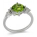 14K White Gold Peridot With Diamond Ring