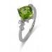 14K White Gold Peridot With Diamond Ring