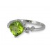 14K White Gold Peridot With Diamond Ring