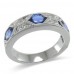 14K White Gold Sapphire With Diamond Ring