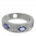 14K White Gold Sapphire With Diamond Ring