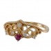 14K Yellow Gold Ruby With Diamond Ring