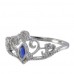 14K White Gold Sapphire With Diamond Ring