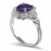 14K White Gold Amethyst With Diamond Ring