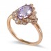 14K Rose Gold Amethyst With Diamond Ring