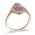 14K Rose Gold Amethyst With Diamond Ring