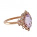 14K Rose Gold Amethyst With Diamond Ring