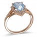 14K Rose Gold Aquamarine With Diamond Ring