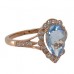 14K Rose Gold Aquamarine With Diamond Ring