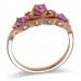 14K Rose Gold Pink Sapphire With Diamond Ring