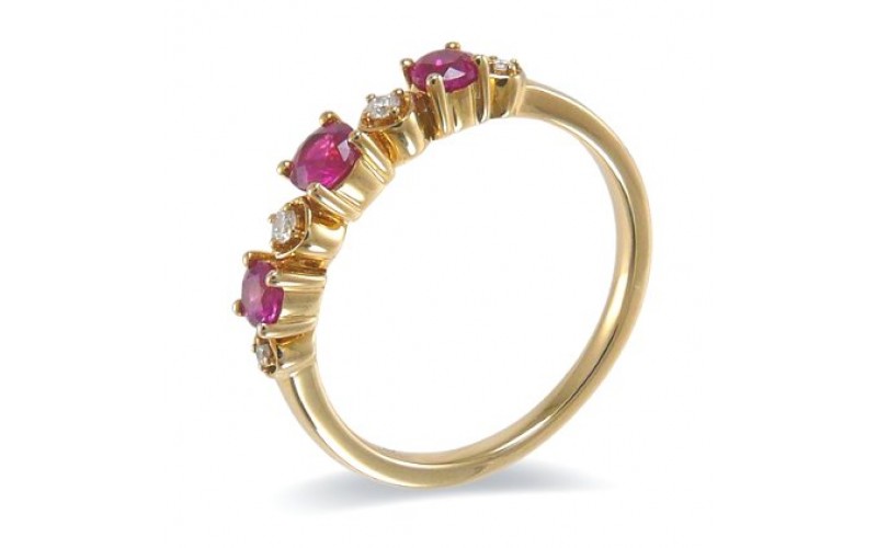 14K Yellow Gold Ruby With Diamond Ring
