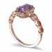 14K Rose Gold Amethyst With Diamond Ring