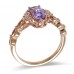 14K Rose Gold Amethyst With Diamond Ring