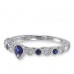 14K White Gold Sapphire With Diamond Ring