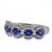 14K White Gold Sapphire With Diamond Ring