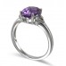 14K White Gold Amethyst With Diamond Ring