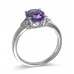 14K White Gold Amethyst With Diamond Ring