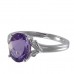 14K White Gold Amethyst With Diamond Ring