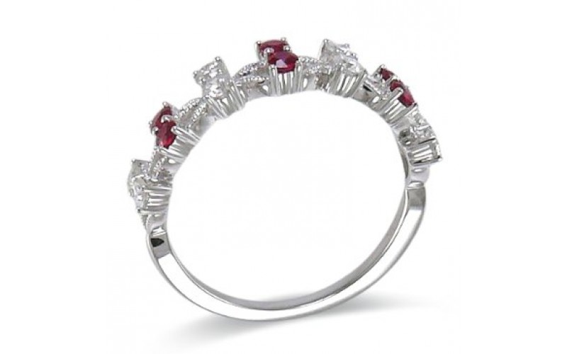 14K White Gold Ruby With Diamond Ring