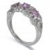 14K White Gold Pink Sapphire With Diamond Ring