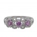 14K White Gold Pink Sapphire With Diamond Ring