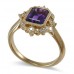 14K Yellow Gold Amethyst With Diamond Ring