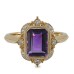 14K Yellow Gold Amethyst With Diamond Ring