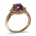 14K Rose Gold Amethyst With Diamond Ring