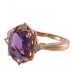 14K Rose Gold Amethyst With Diamond Ring