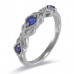 14K White Gold Sapphire With Diamond Ring