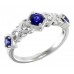 14K White Gold Sapphire With Diamond Ring