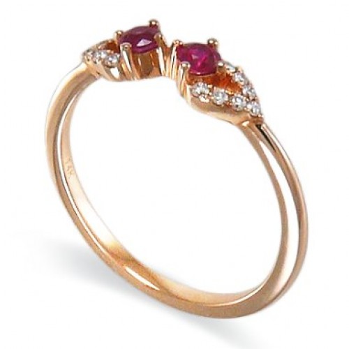 14K Rose Gold Ruby With Diamond Ring