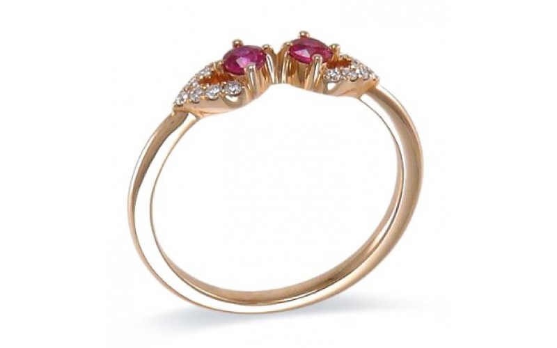 14K Rose Gold Ruby With Diamond Ring