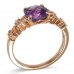 14K Rose Gold Amethyst With Diamond Ring