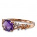 14K Rose Gold Amethyst With Diamond Ring