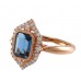 14K Rose Gold London BlueTopaz With Diamond Ring