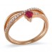 14K Rose Gold Ruby With Diamond Ring