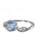 14K White Gold Aquamarine With Diamond Ring