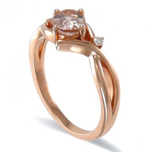 14K Rose Gold MorganiteWith Diamond Ring