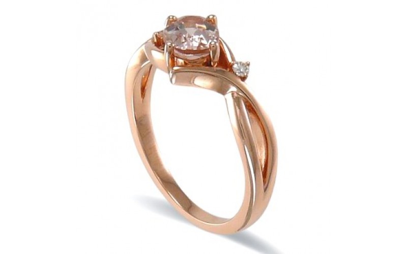 14K Rose Gold MorganiteWith Diamond Ring